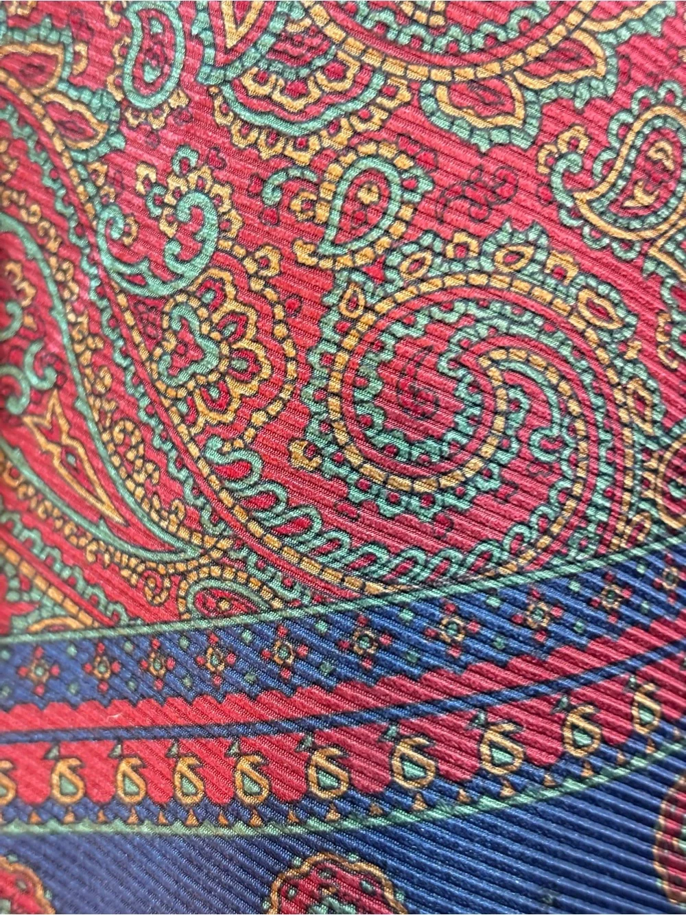Paisley Red and Navy Tubular Silk Scarf